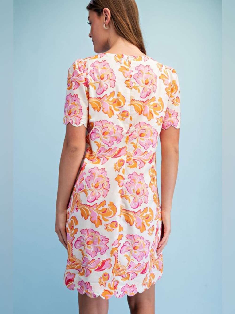 Boutique Floral Scalloped Mini Dress - Picture 5 of 5